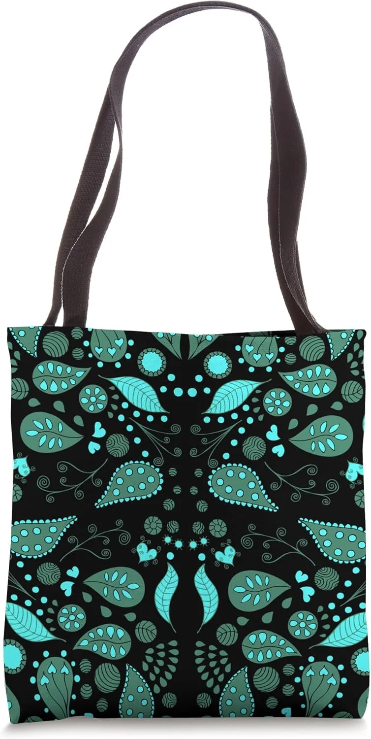 Black Fairy Foliage Pattern Design Tote Bag