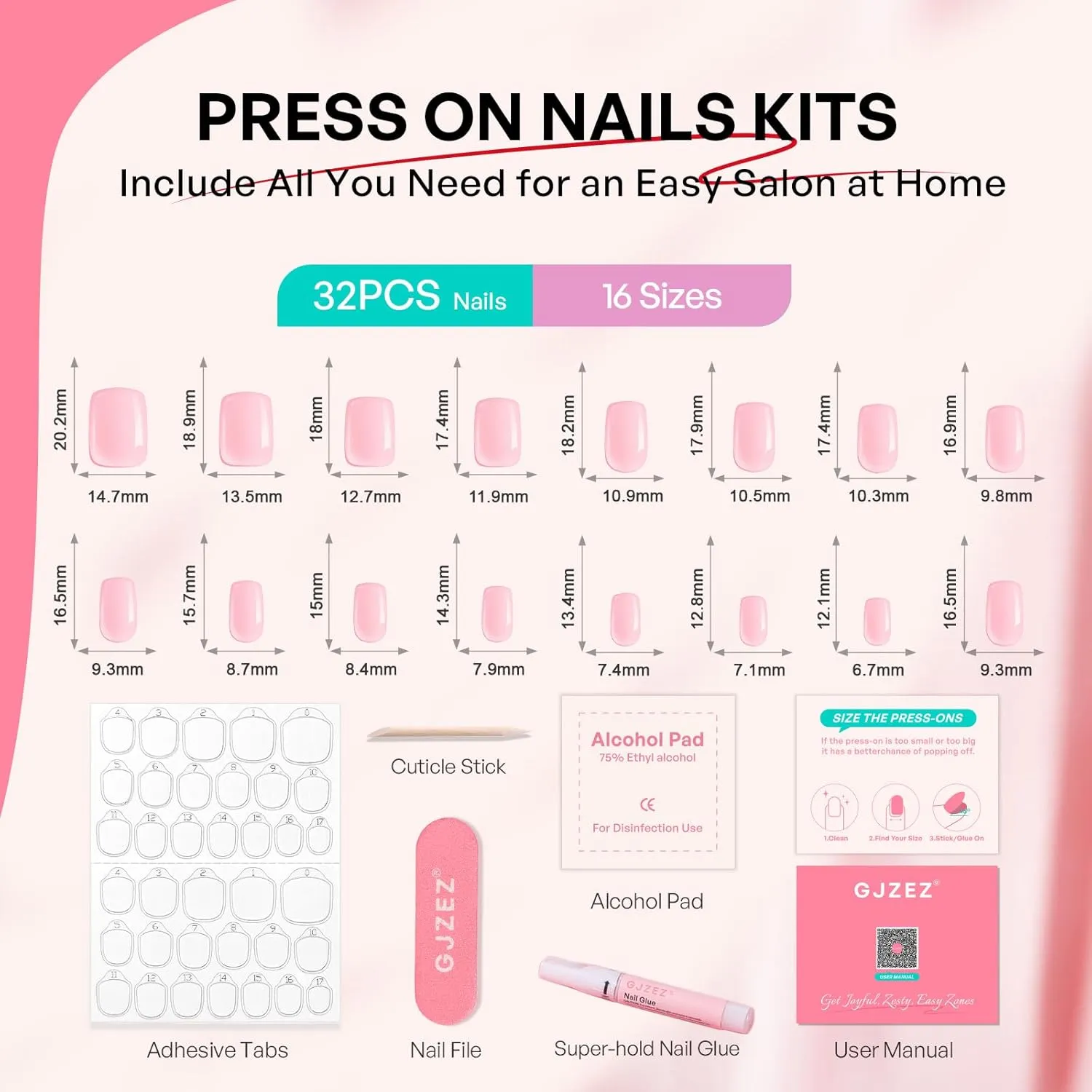 Black Tip Press On Nails Glazed - GJZEZ Soft Gel Licorice French Nails, Short Square Pearlescent Glossy Fake Nails, Chrome Aurora Shimmery Nail Press Ons | 16 Sizes - 32pcs Reusable Nails, Chic Black