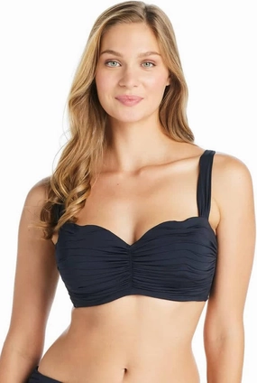 BLEU Rod Beattie Women's Kore Shirred Bandeau Bikini Top Black