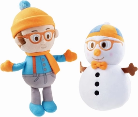 Blippi 7" Winter Blippi & Snowman Plush Figures, 2-Pack Set - Officially Licensed - Authentic Soft Stuffed Animal Doll Toy - Gift for Toddlers, Kids, Boys & Girls - 12 mo 