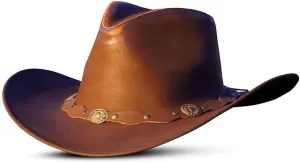 Block Grain Leather Cowboy Hat for Men Women Shape able into Out Back hat Durable Leather Hats for Men | Western hat
