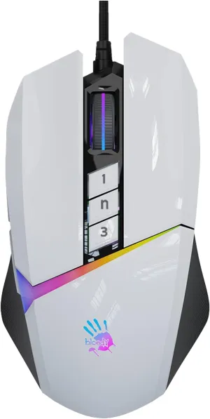Bloody W60Max Wired RGB FPS Gaming Mouse, 10000 CPI, All Buttons Programmable, 2000Hz Report Rate, 250 IPS, 4M Onboard Memory (Pandawhite)
