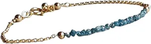 Blue Diamond Bracelet for Men & Women – 2-2.5mm Nugget Rough Blue Beads – 7 inch adjustable with Gold Plated Clasp – Healing, Fashion, Gift, Spiritual, Yoga|LCBT_HS_01424