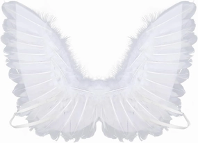 BLUETOP White Feather Angel Wings with Elastic Straps Cosplay Party Wings White Fairy Wings Costumes Stage Performance Angel Costumes for Girls Kids Huge Angel Wings For Teenagers Adult Photoshoot