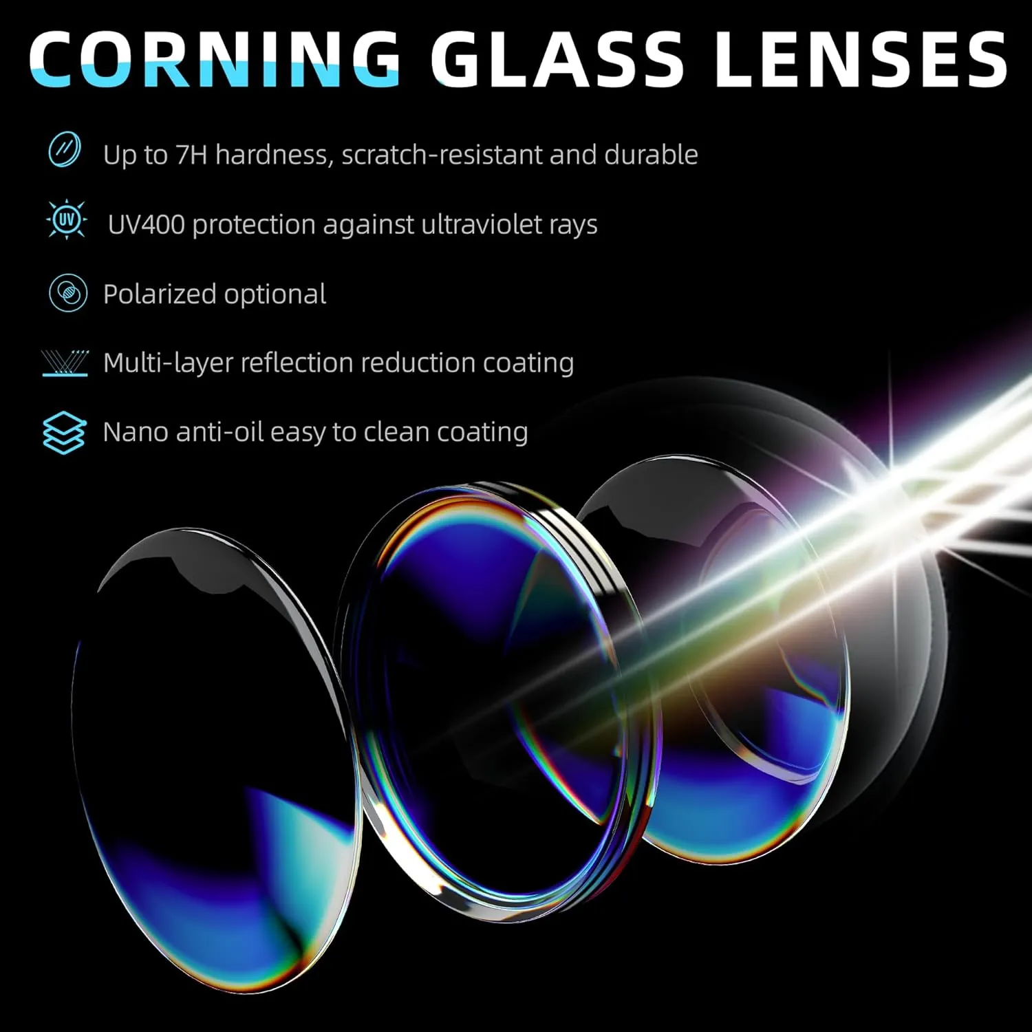 BNUS Polarized Sunglasses with Corning Glass Lens - High Definition, Fashionable, and Scratch-Resistant