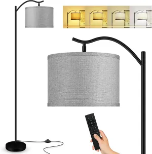 BoostArea Floor Lamp for Living Room,Arc Floor Lamp with Remote Control,Stepless Dimmable Brightness & Colors Temperature 2700k-6500k,Modern Standing Lamp for Bedroom Study Room Office,Grey