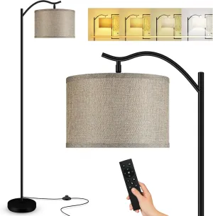 BoostArea Floor Lamp for Living Room,Arc Floor Lamp with Remote Control,Stepless Dimmable Brightness & Colors Temperature 2700k-6500k,Modern Standing Lamp for Bedroom Study Room Office,Jute