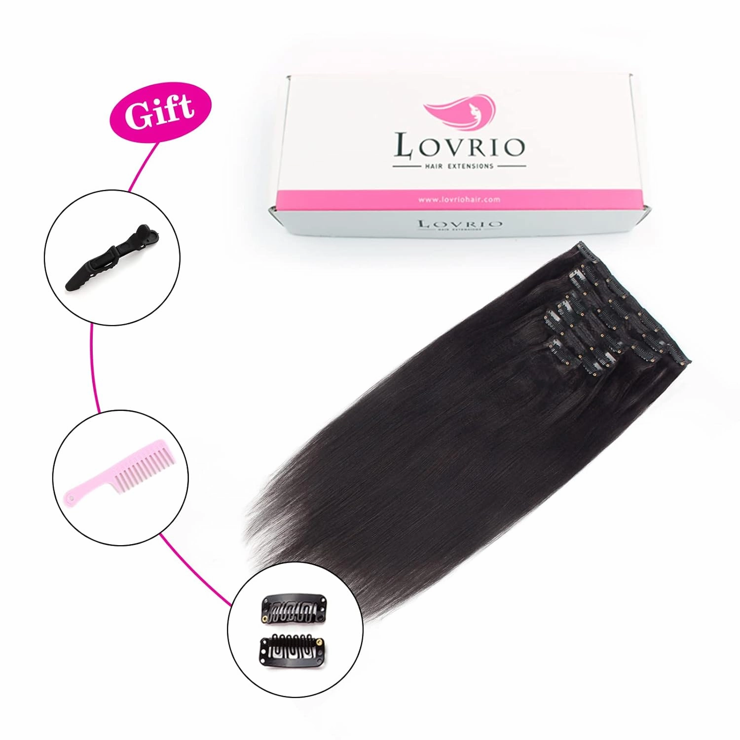 Brazilian Virgin Yaki Straight Clip in Human Hair Extension Double Weft Straight Clip in Hair Extensions Human Hair for Women Thick20 Inch Natural Black Yaki Clip ins Hair120G 7 Pieces,17 Clips