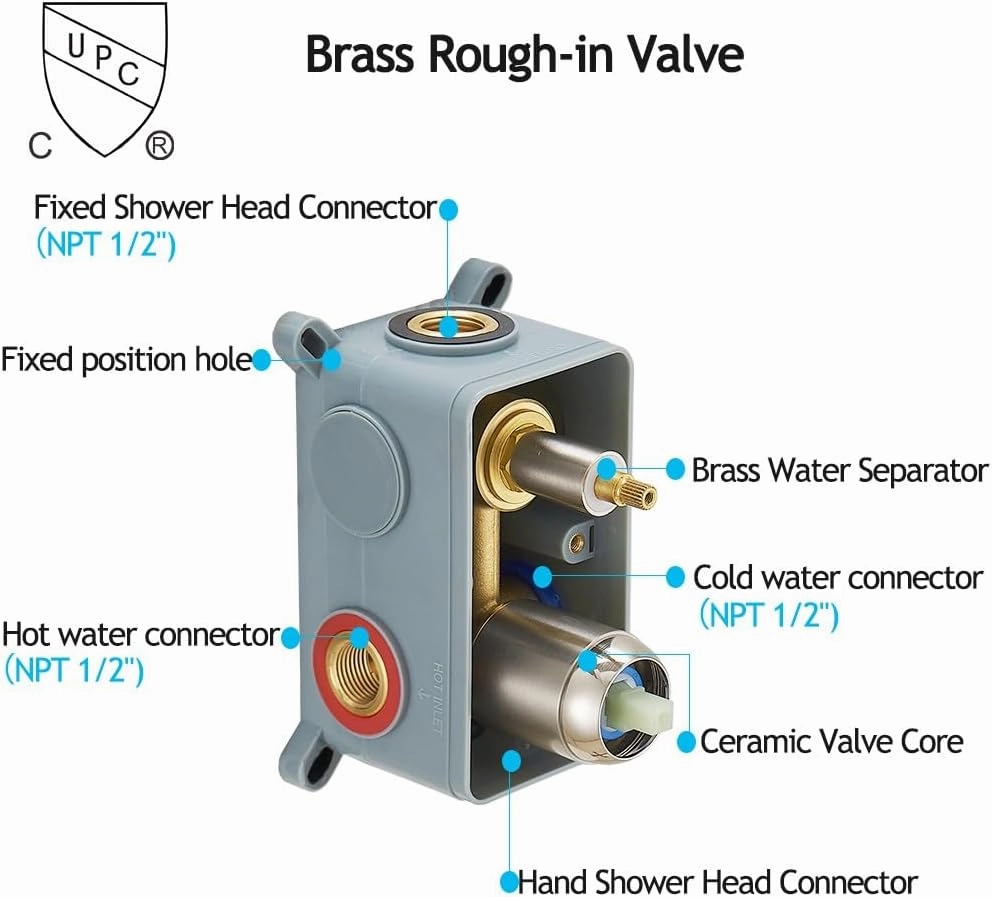 Brushed Nickel Shower System 10 Inch Bathroom Luxury Rain Mixer Shower Combo Set Wall Mounted Rainfall Shower Head and Handheld System Shower Faucet Rough-in Valve Body and Trim Included