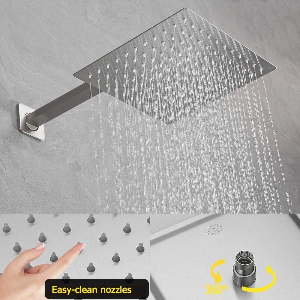 Brushed Nickel Shower System 10 Inch Bathroom Luxury Rain Mixer Shower Combo Set Wall Mounted Rainfall Shower Head and Handheld System Shower Faucet Rough-in Valve Body and Trim Included