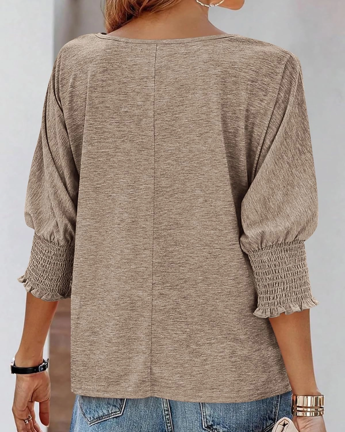BTFBM Womens Casual Tops Dressy Spring Summer T Shirts 2025 Crewneck 3/4 Sleeve Loose Tunic Beach Vacation Blouse