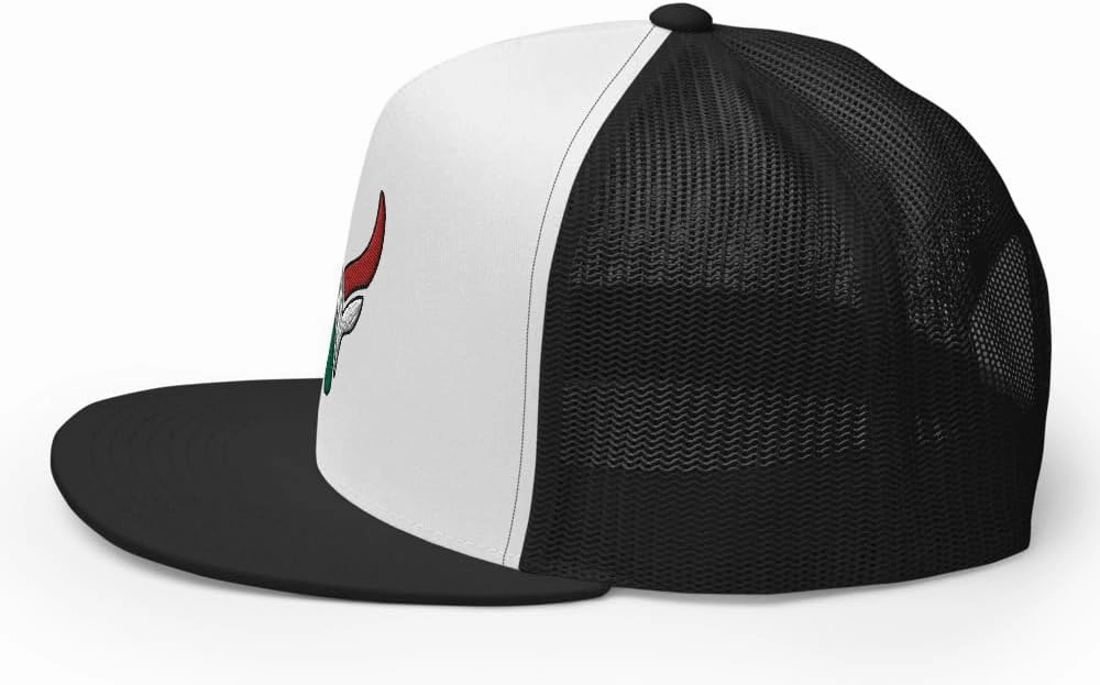 Bull Head Mexican Cowboy Trucker Hat | Flat Bill High Crown Adjustable | Country Mexico Western Ranch Cap