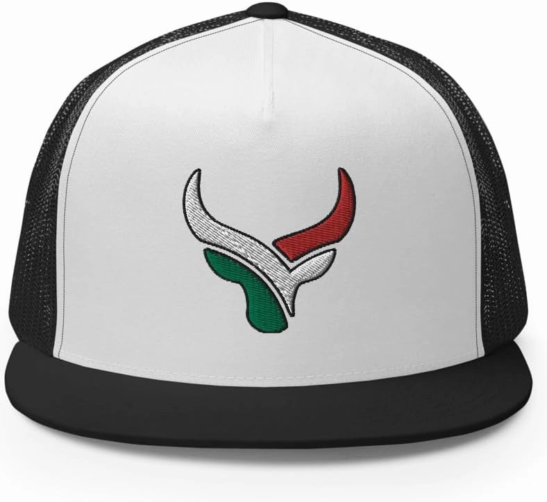 Bull Head Mexican Cowboy Trucker Hat | Flat Bill High Crown Adjustable | Country Mexico Western Ranch Cap