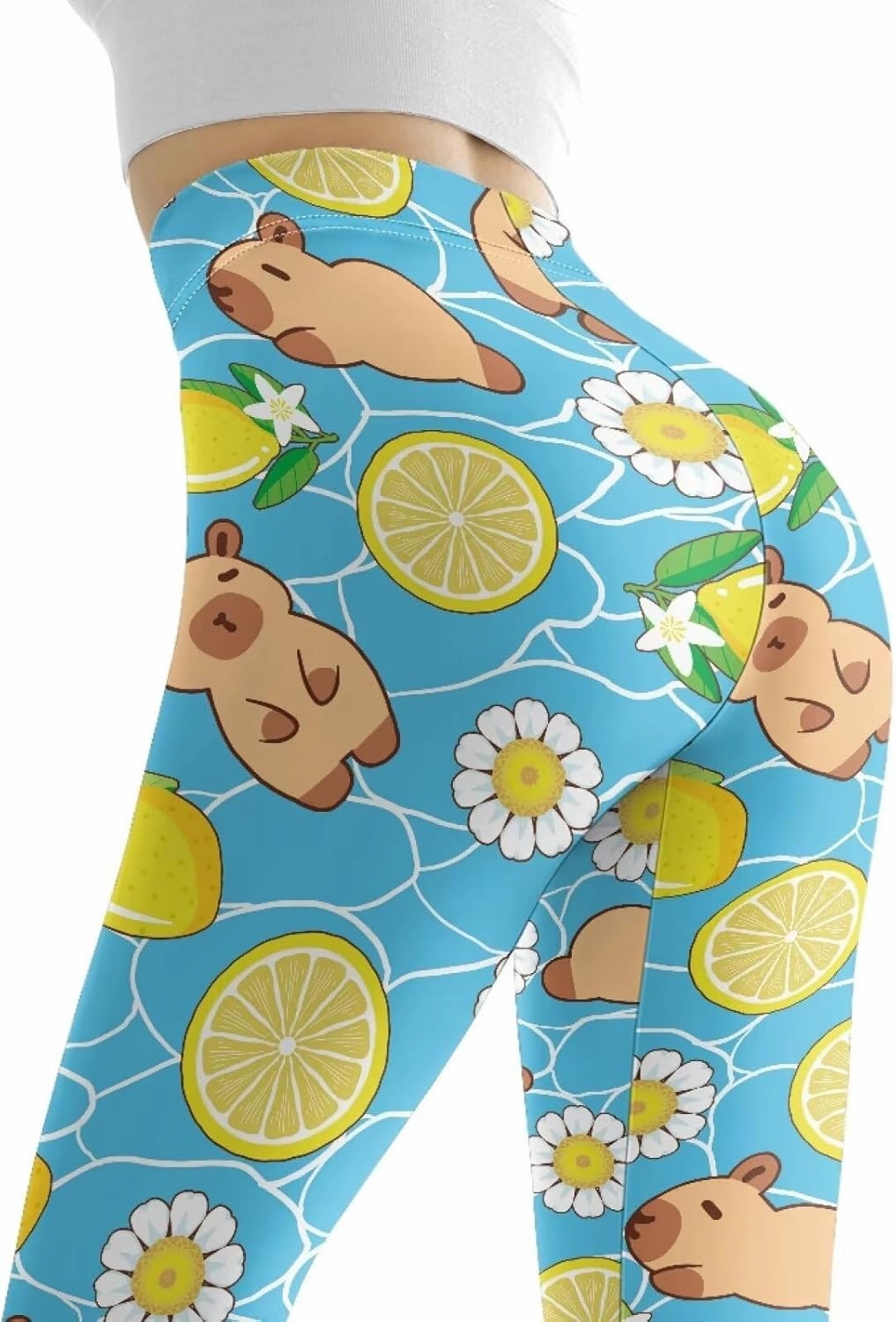 Bulopur Leopard Print Yoga Pant for Women, Sunflower Elasticity Tummy Control Workout Pants, Soft Leggings for Sports Running