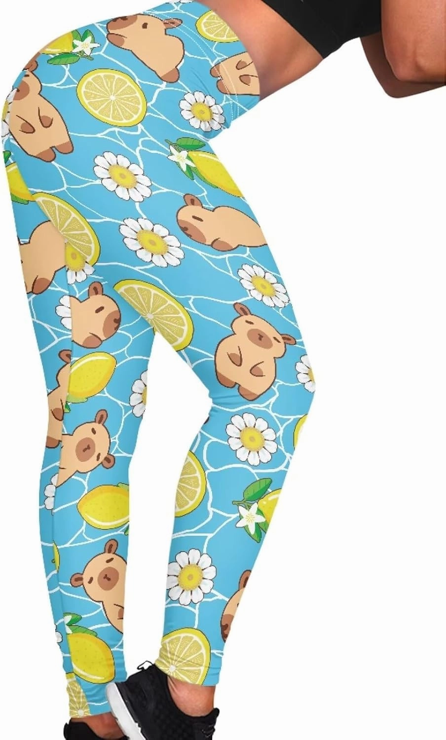 Bulopur Leopard Print Yoga Pant for Women, Sunflower Elasticity Tummy Control Workout Pants, Soft Leggings for Sports Running