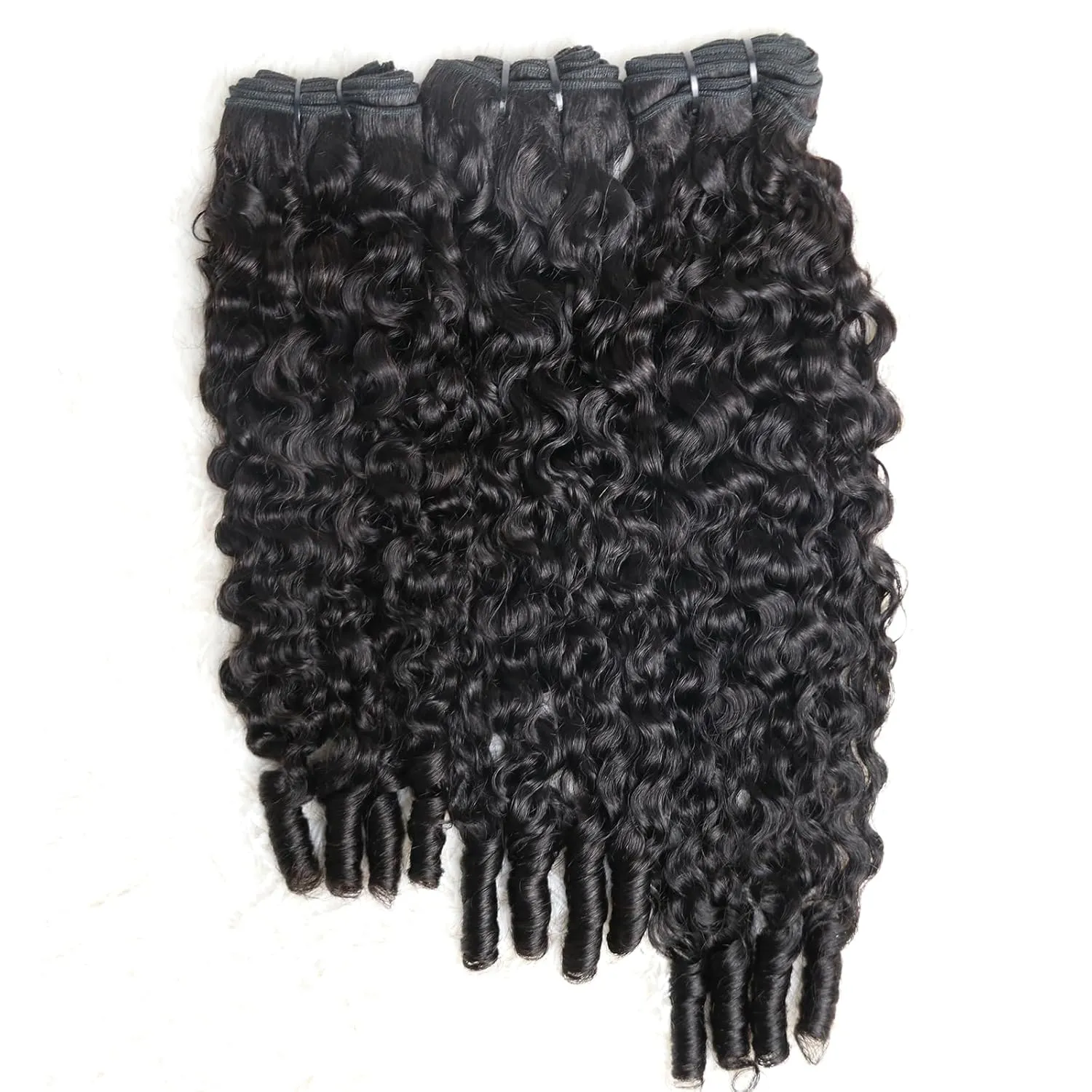 Burmese Curly Bundles Human Hair 18 20 22 Inches Weave with Spriral End 3c4a Water Wave Bundles Curly Quick Weave Hair Bundles for Women Natural Black 3 Pcs Mixed Length