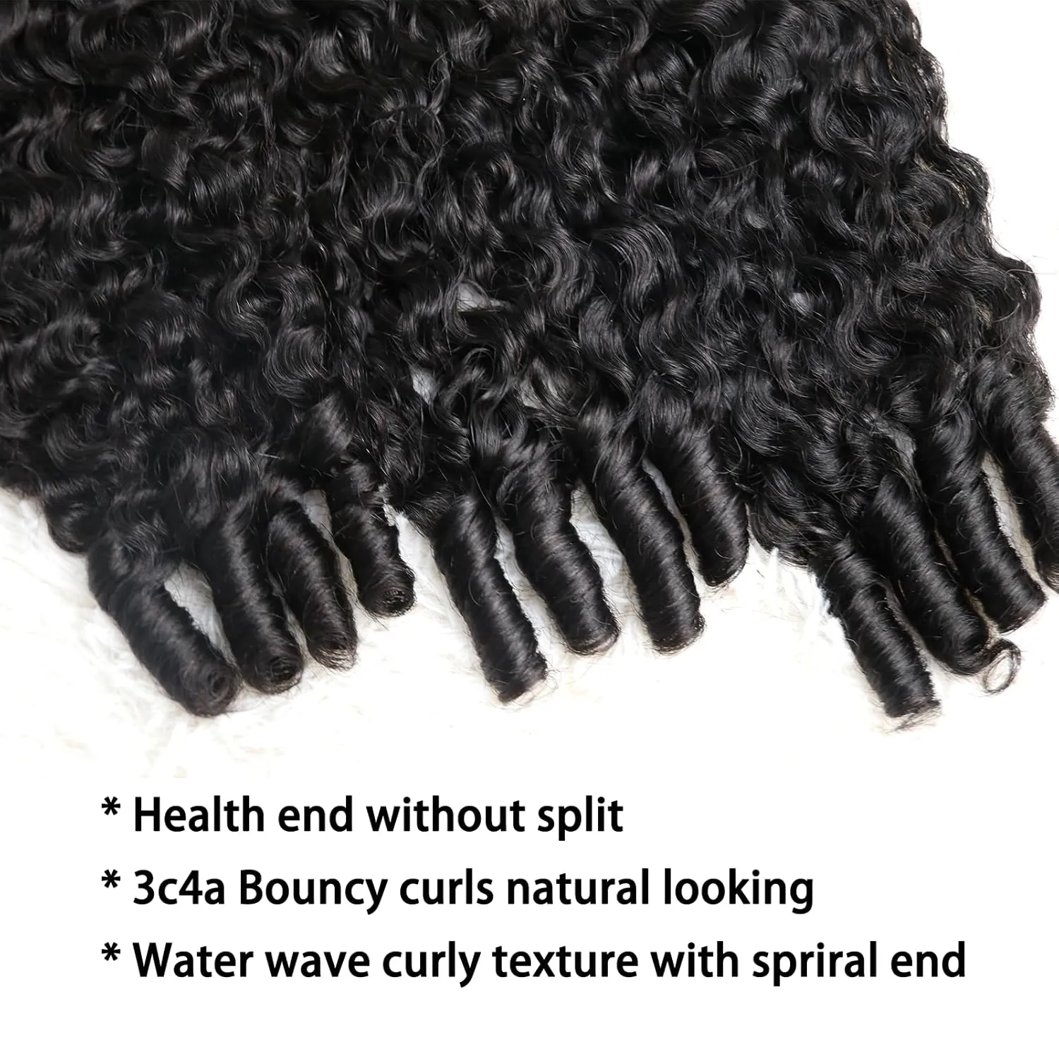 Burmese Curly Bundles Human Hair 18 20 22 Inches Weave with Spriral End 3c4a Water Wave Bundles Curly Quick Weave Hair Bundles for Women Natural Black 3 Pcs Mixed Length