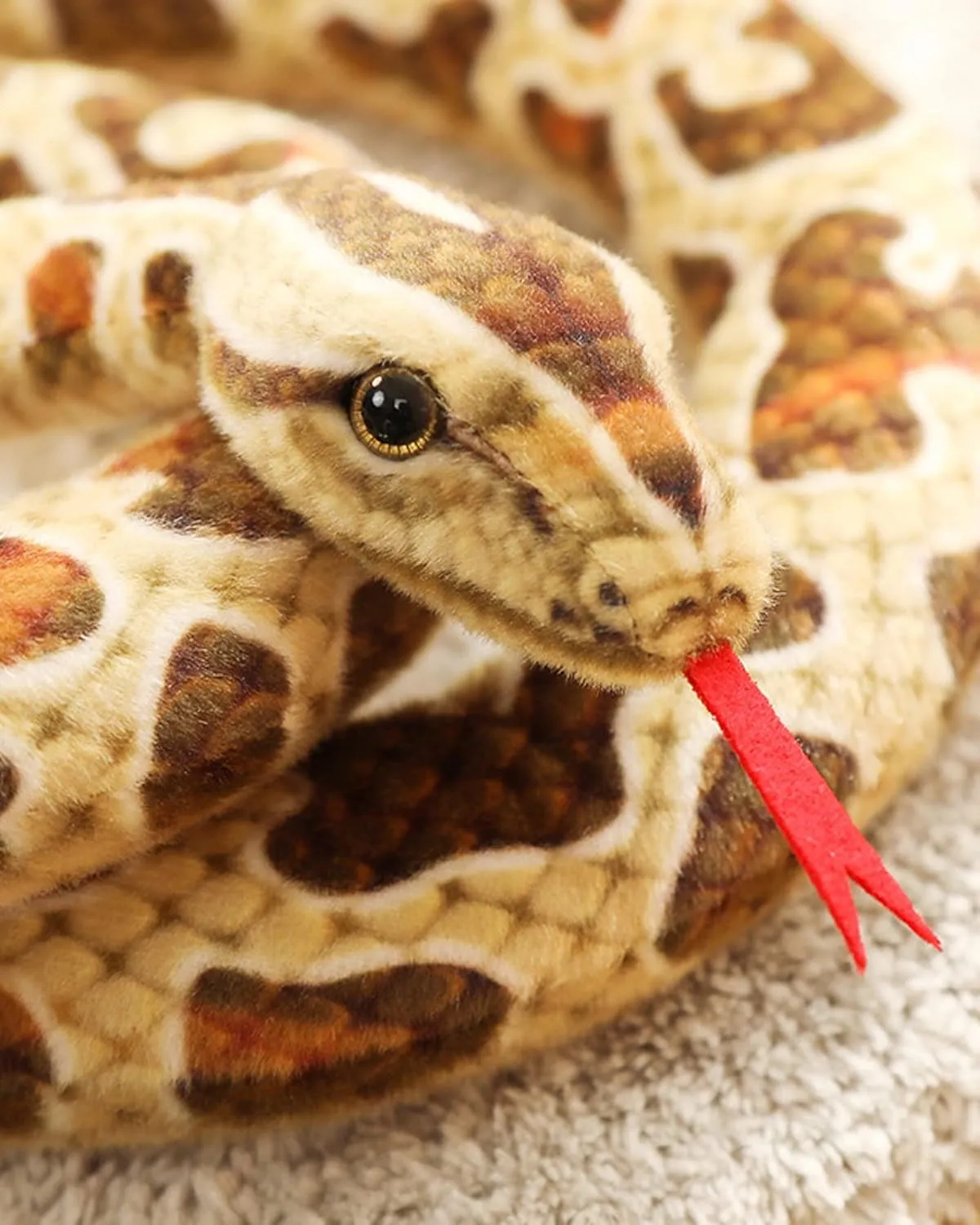 BXT Snake Plush 7 ft Long, Realistic Snake Stuffed Animal, Giant Snake Plush Toy, Prank Props Scare Toy, Kids Jungle Party Favor, Reticulated Python