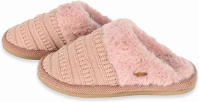C.C Pattern Knitted Slip-On Slippers With Faux Fur Lining Indoor-Outdoor House For Women