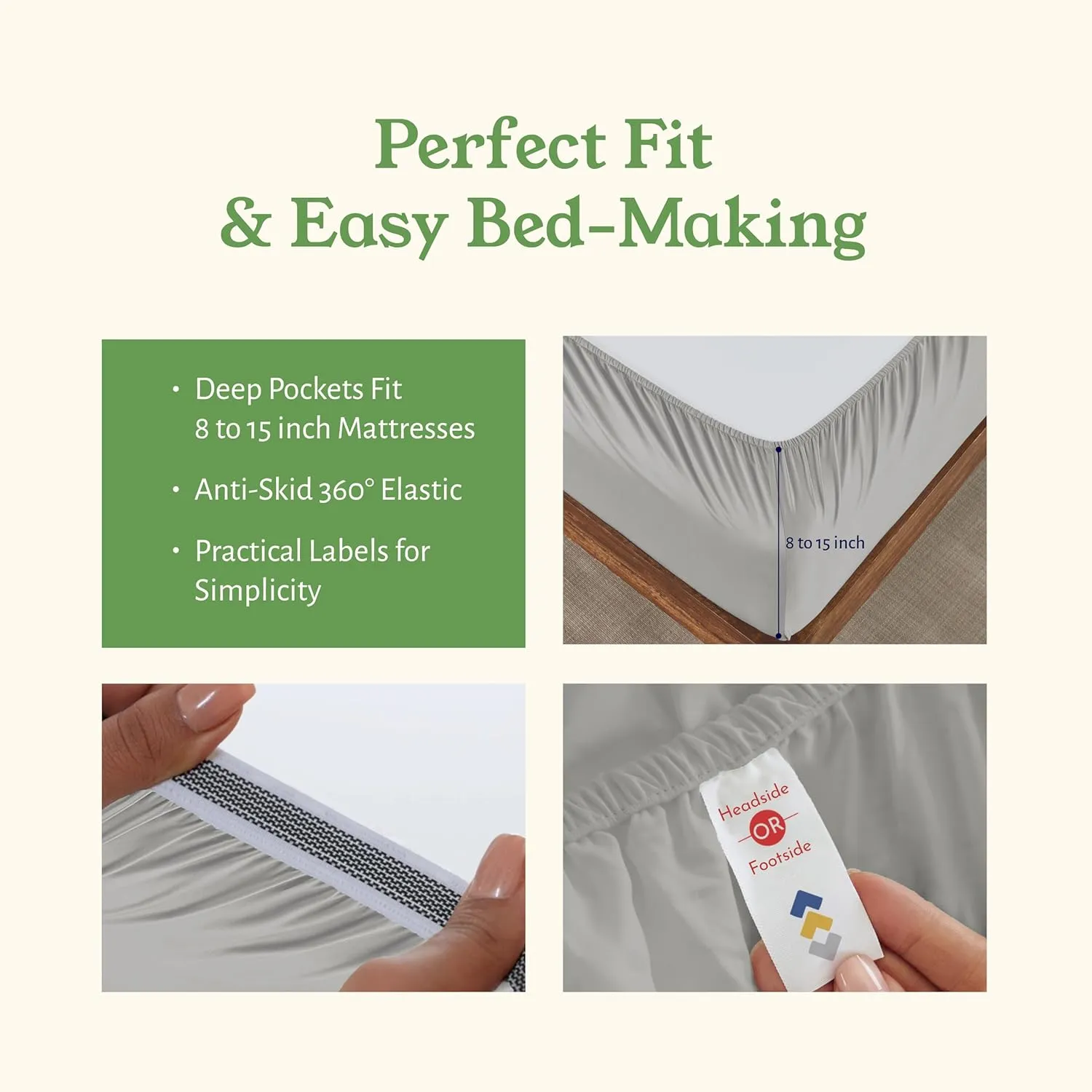 California Design Den King Size Sheets Set - Soft 100% Organic Cotton, Crisp Percale Sheets with Deep Pockets, Breathable and Durable Bedding Set - Light Grey