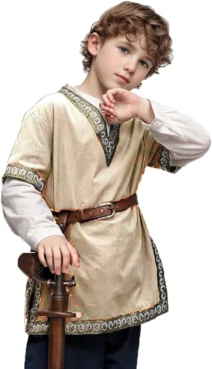 CAMDOM Boys Renaissance Viking Pirate V Neck Shirt Medieval Knight Costume Tops