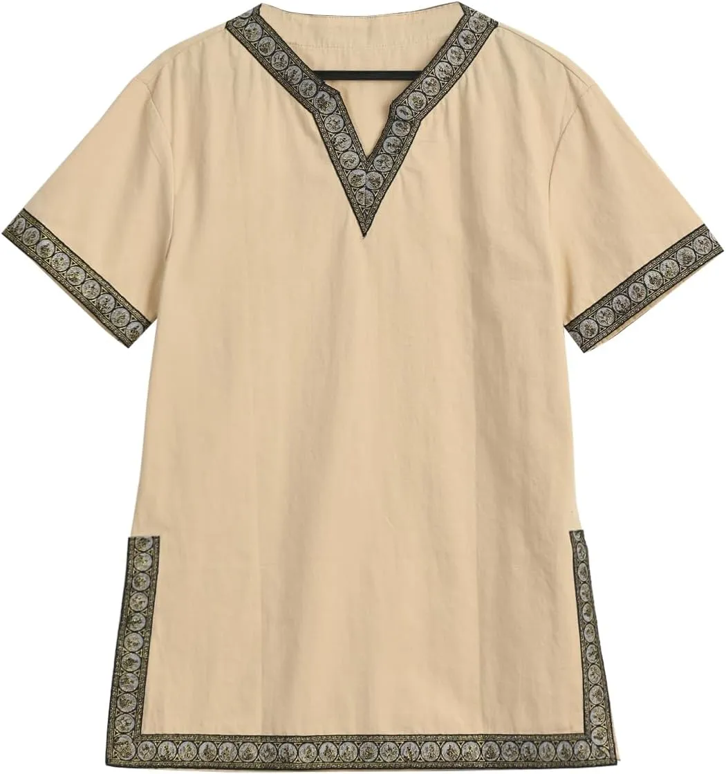 CAMDOM Boys Renaissance Viking Pirate V Neck Shirt Medieval Knight Costume Tops