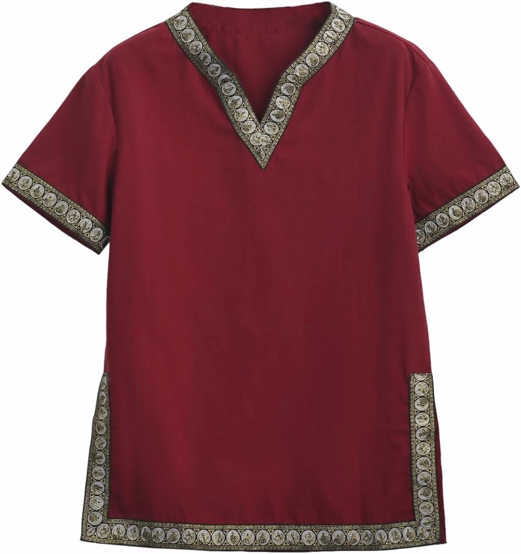 CAMDOM Boys Renaissance Viking Pirate V Neck Shirt Medieval Knight Costume Tops