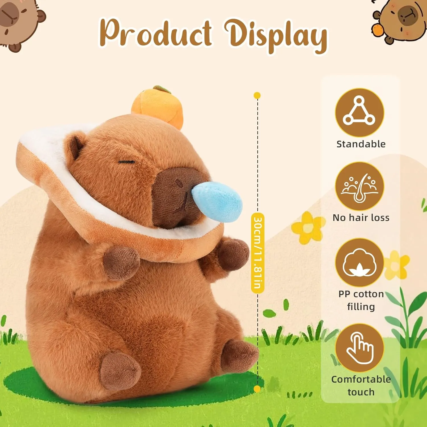 Capybara Plush Toy - Ultra Soft Stuffed Animal, Cute Realistic Design, Safe & Huggable for Kids, Adults, Pet Lovers (12"/30cm)