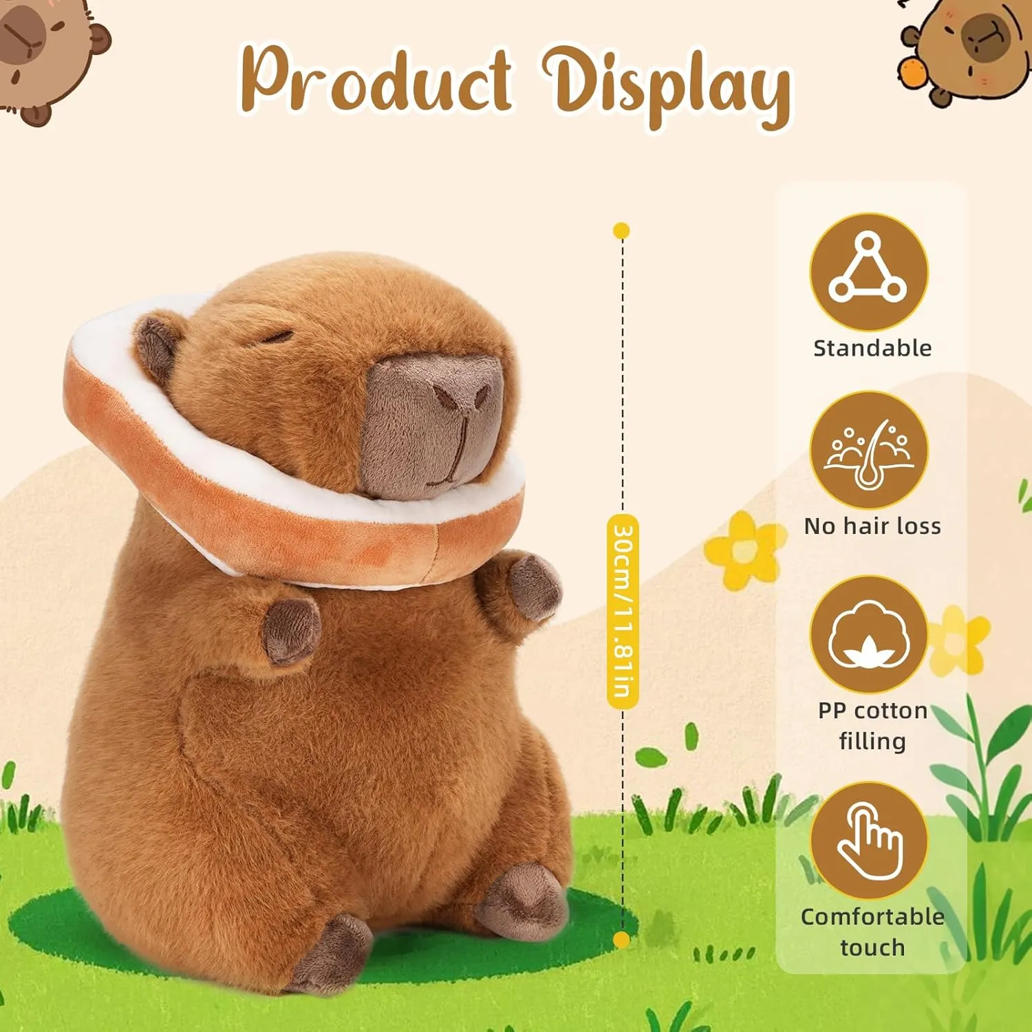 Capybara Plush Toy - Ultra Soft Stuffed Animal, Cute Realistic Design, Safe & Huggable for Kids, Adults, Pet Lovers (12"/30cm)