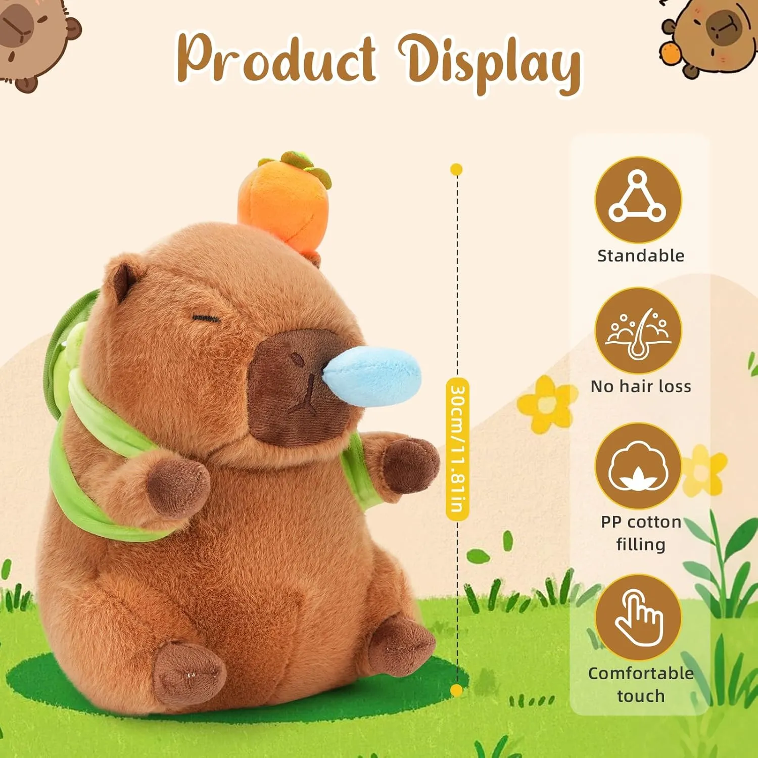 Capybara Plush Toy - Ultra Soft Stuffed Animal, Cute Realistic Design, Safe & Huggable for Kids, Adults, Pet Lovers (12"/30cm)