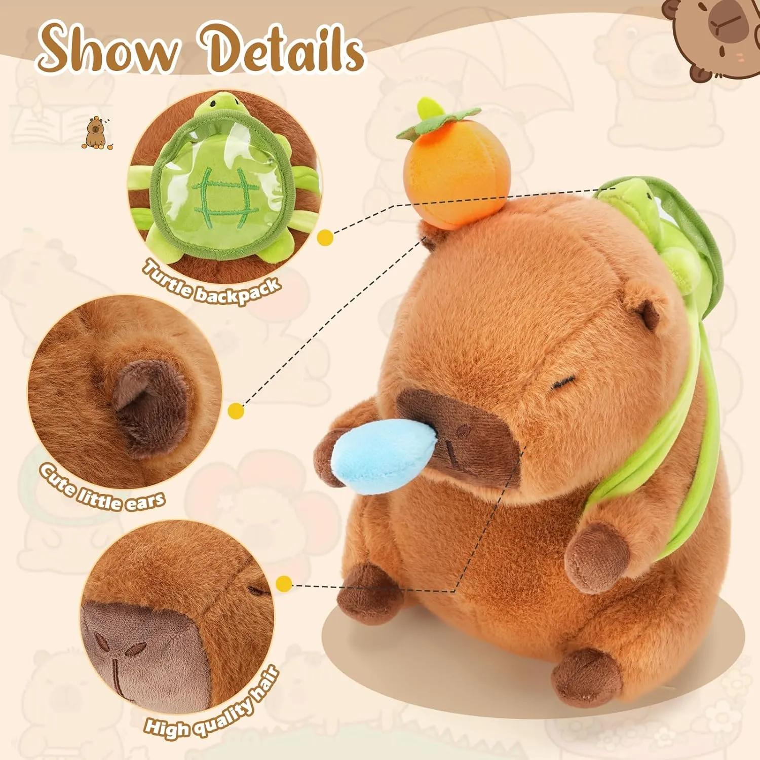 Capybara Plush Toy - Ultra Soft Stuffed Animal, Cute Realistic Design, Safe & Huggable for Kids, Adults, Pet Lovers (12"/30cm)