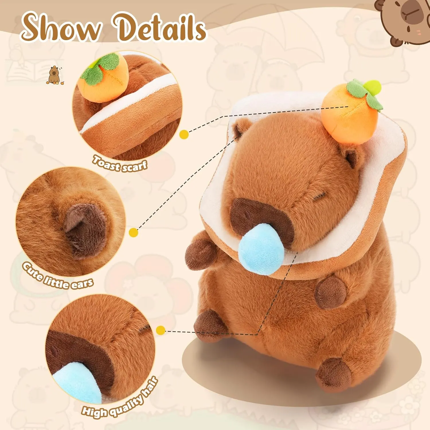Capybara Plush Toy - Ultra Soft Stuffed Animal, Cute Realistic Design, Safe & Huggable for Kids, Adults, Pet Lovers (12"/30cm)