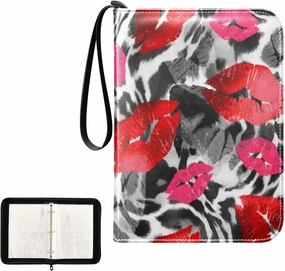 Card Binder 400 Pockets Trading Card Binder Holder with 50 Removable Sleeves,Card Binder Album with Zipper Portable Card Folder for Baseball Football Games Sports Cards,Watercolor Paint Lips