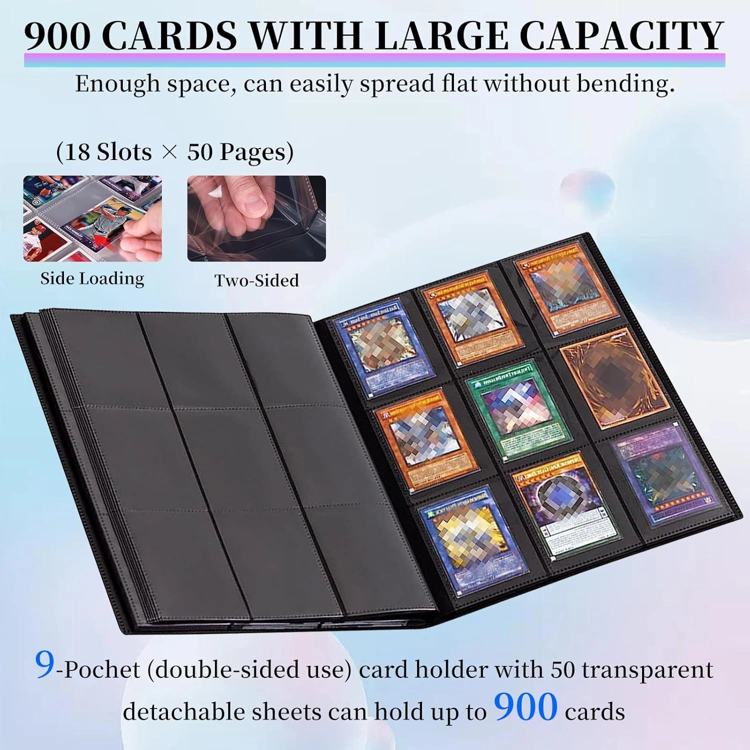 Card Binder, 9 Pocket Fits 900 Cards Binder Sleeves for Trading Cards Football Baseball Card Collection Album, Protectors TCG Sports Cards Storage Organizer, Oil Painting Baseball Flag