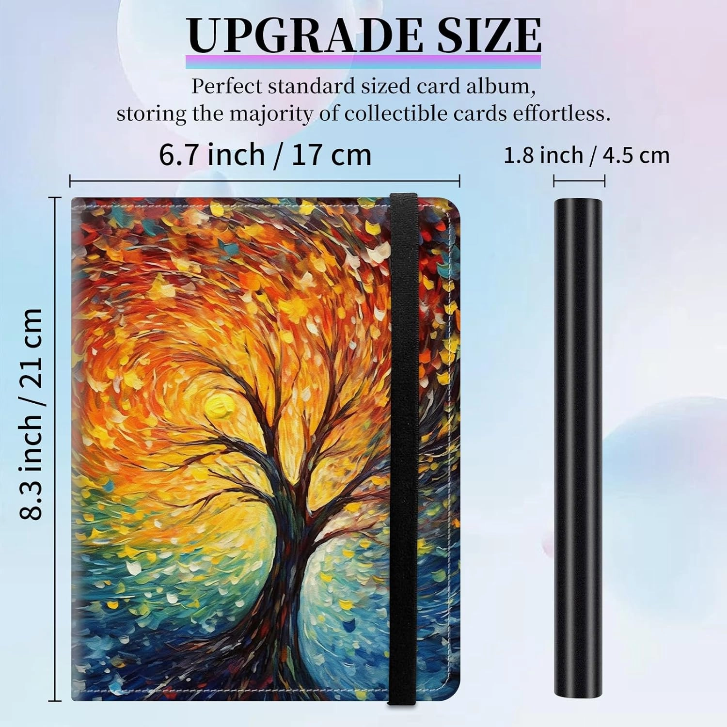 Card Binder Fits 400 Cards, Game Card Collection Binder Trading Card Holder Album, 50 Double Sided Sleeves Card Storage Folder for Soccer Card TCG Sports Card, Life Tree Colorful