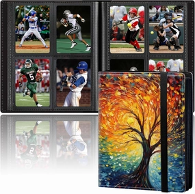 Card Binder Fits 400 Cards, Game Card Collection Binder Trading Card Holder Album, 50 Double Sided Sleeves Card Storage Folder for Soccer Card TCG Sports Card, Life Tree Colorful