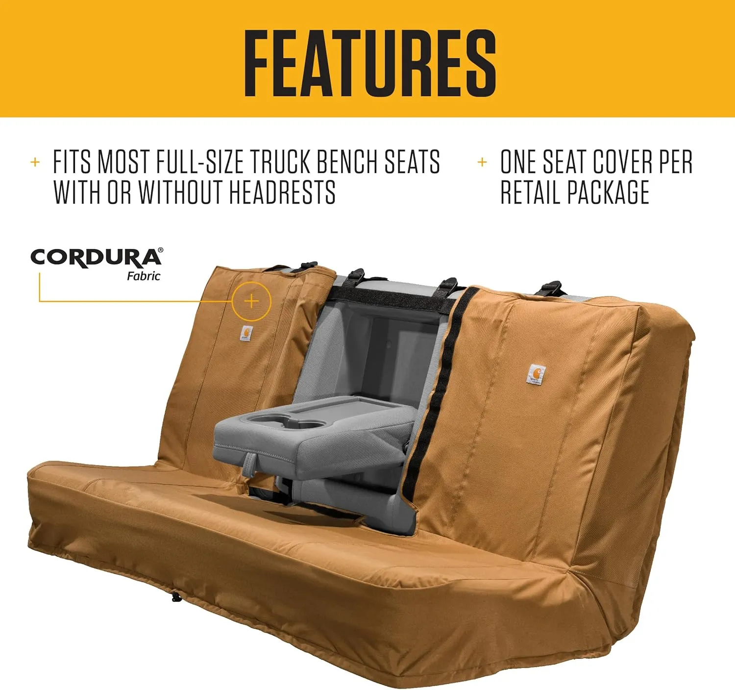 Carhartt Gear C0001435 Universal Bench Seat Cover - One Size - Black