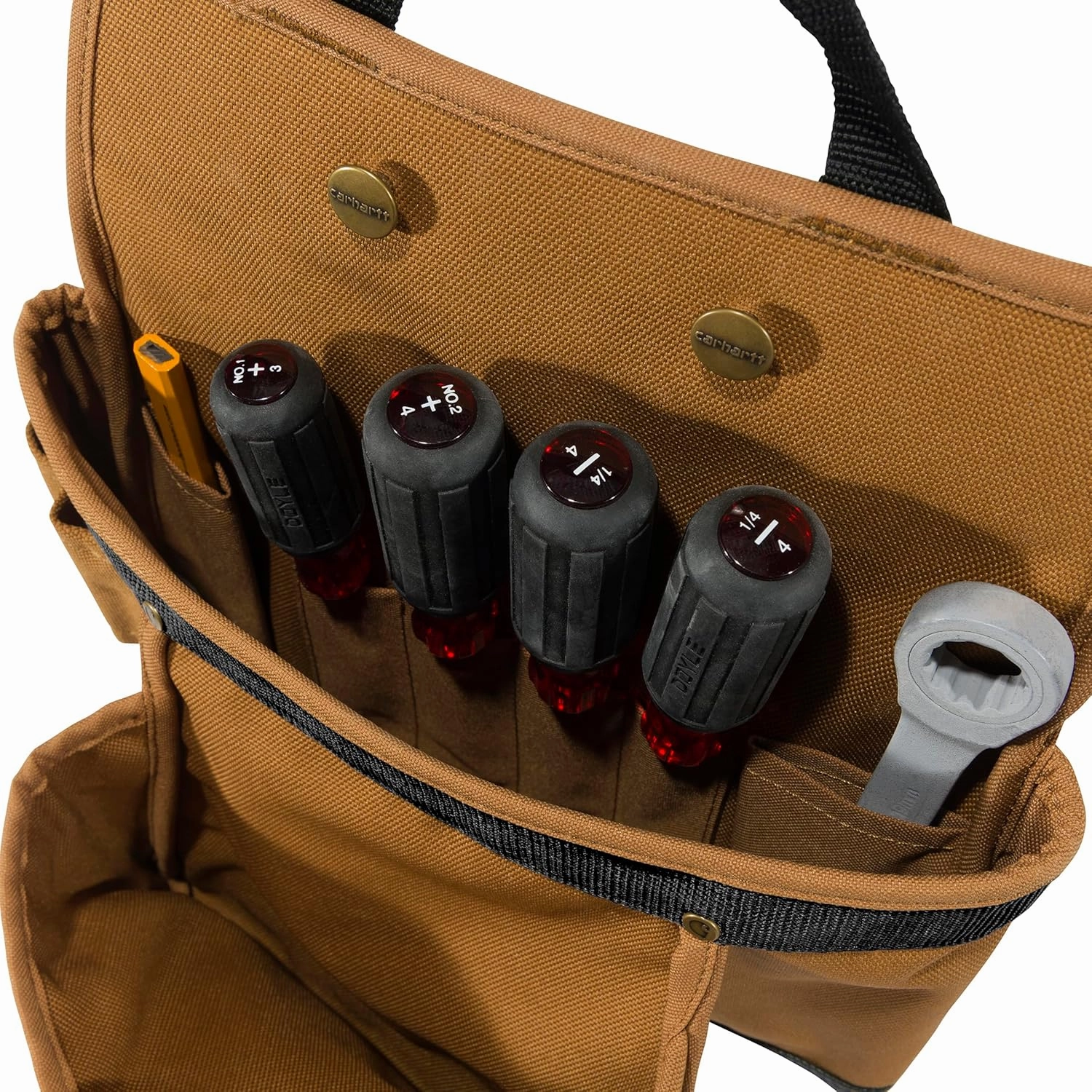 Carhartt Padded Tool Belt, Rugged Tool Belt with Tool & Fastener Storage Pockets, 11 Pocket, Carhartt Brown