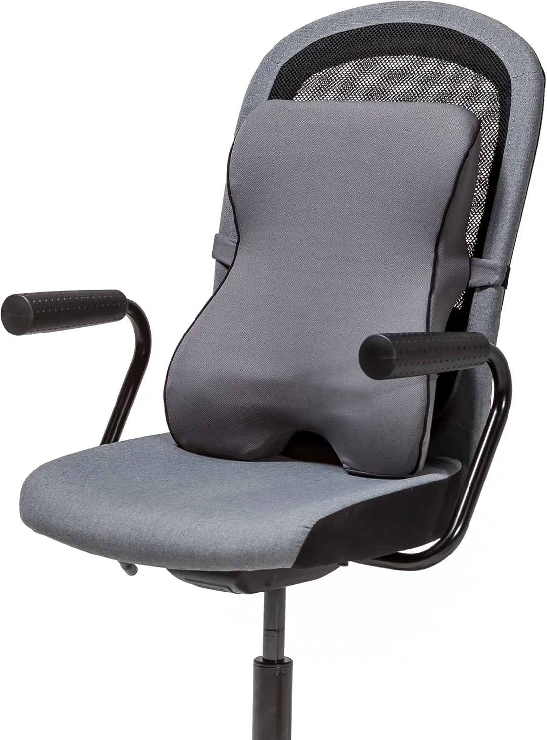 Castle Knight Soft Memory Foam Back Cushion - Tapered Support More Foam in The Lower Back and Less Foam in The Middle and Upper Back for Home, Office, Auto, and Travel (Knight Size, Stone)