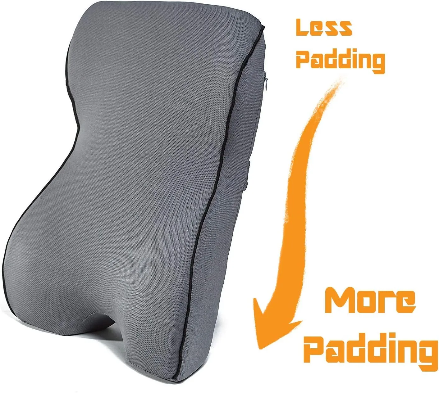 Castle Knight Soft Memory Foam Back Cushion - Tapered Support More Foam in The Lower Back and Less Foam in The Middle and Upper Back for Home, Office, Auto, and Travel (Knight Size, Stone)