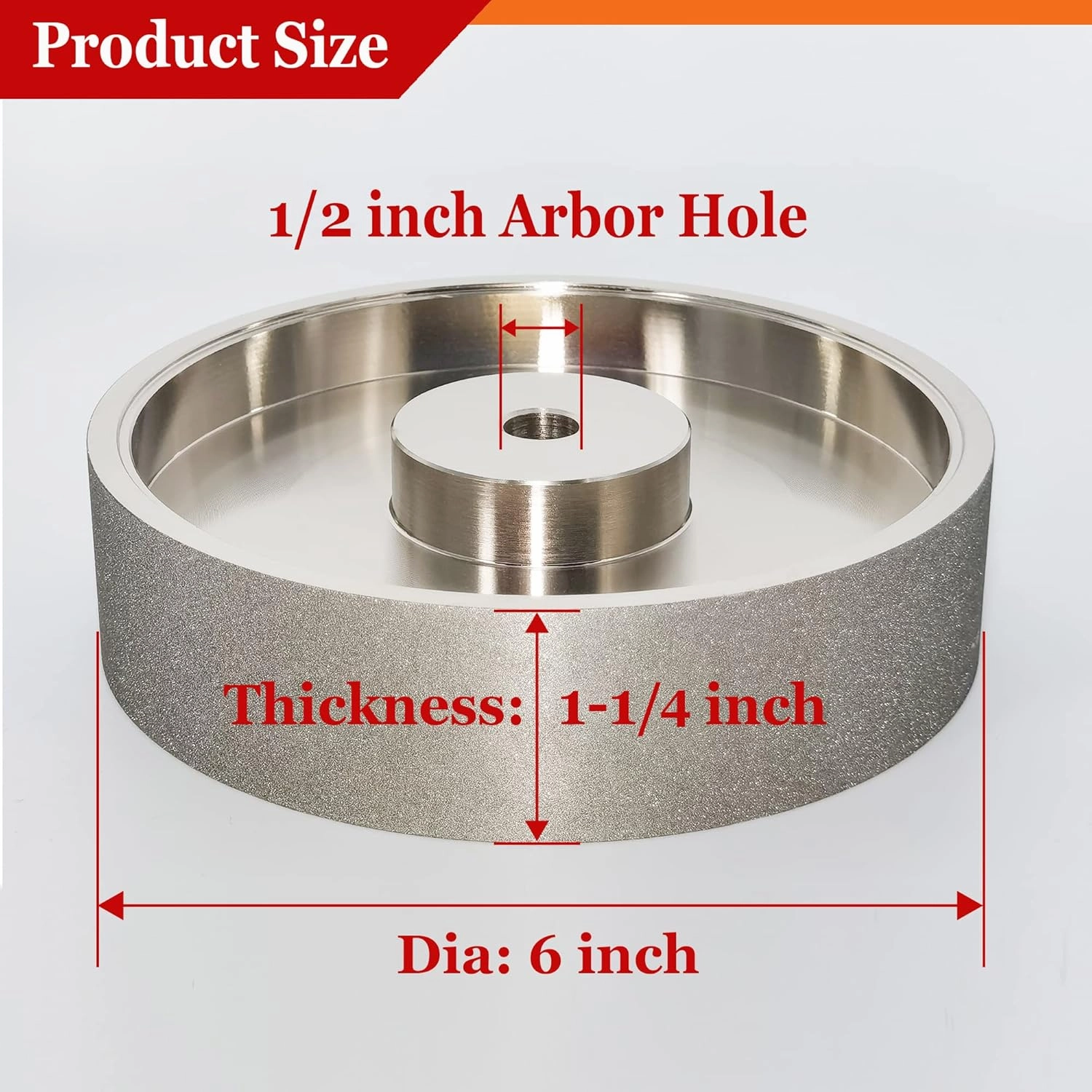 CBN Grinding Wheel, Dia 6" x 1.5" Wide with 1/2" Arbor, Diamond Grinding Wheel for Sharpening High Speed Steel, Grit 80