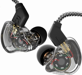 CCZ Yinyoo Melody in Ear Monitors Earphones Headphones Wired Earbuds without Microphone IEM HIFI Bass with 1DD 1BA, Ear fins, 4N OFC Cable for Musicians, Singer, on Stage, Studio (no mic, clear black)