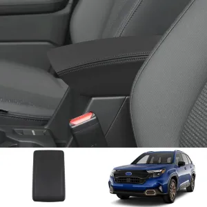 Center Console Armrest Cover for Subaru Forester 2025 Base Premium Sport Limited Touring Interior Accessories Arm Rest Box PU Leather Soft Cushion Protective Cover Pad, Black