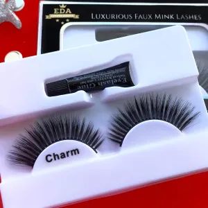 CHARM 3D Faux Mink False Lashes | Full Dramatic Volume | Extra Long Length | Eyelash Extensions | Intense Spiky Winged Cat Eye Effect | Vegan & Cruelty-Free | Fake Eyelashes