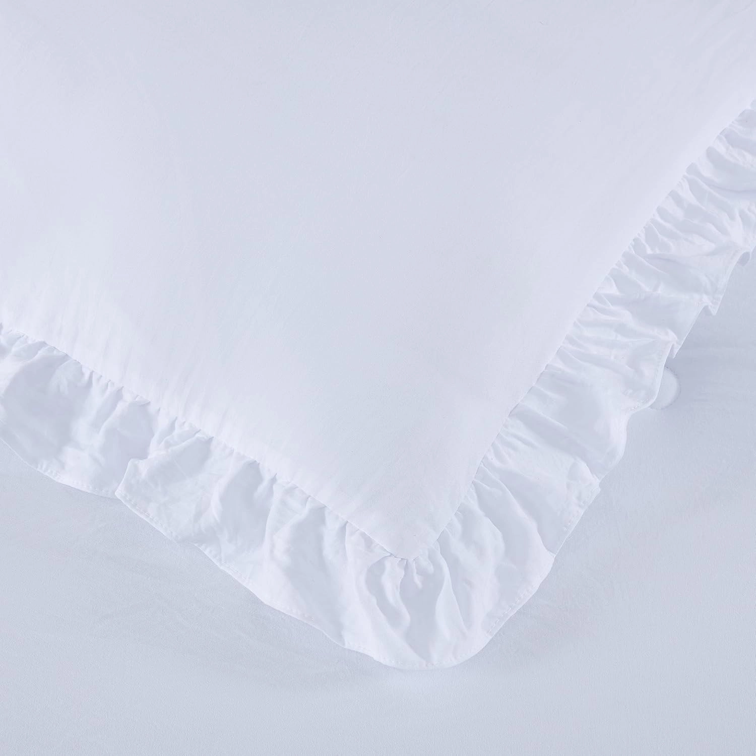 Chezmoi Collection Sinclair 3-Piece Ruffle Skirt Bedspread Set - French Country Chic Farmhouse - Queen, White