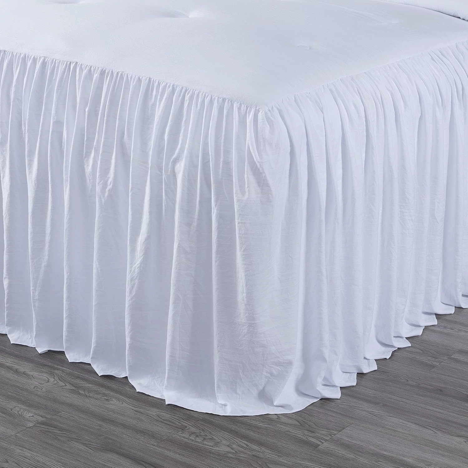 Chezmoi Collection Sinclair 3-Piece Ruffle Skirt Bedspread Set - French Country Chic Farmhouse - Queen, White