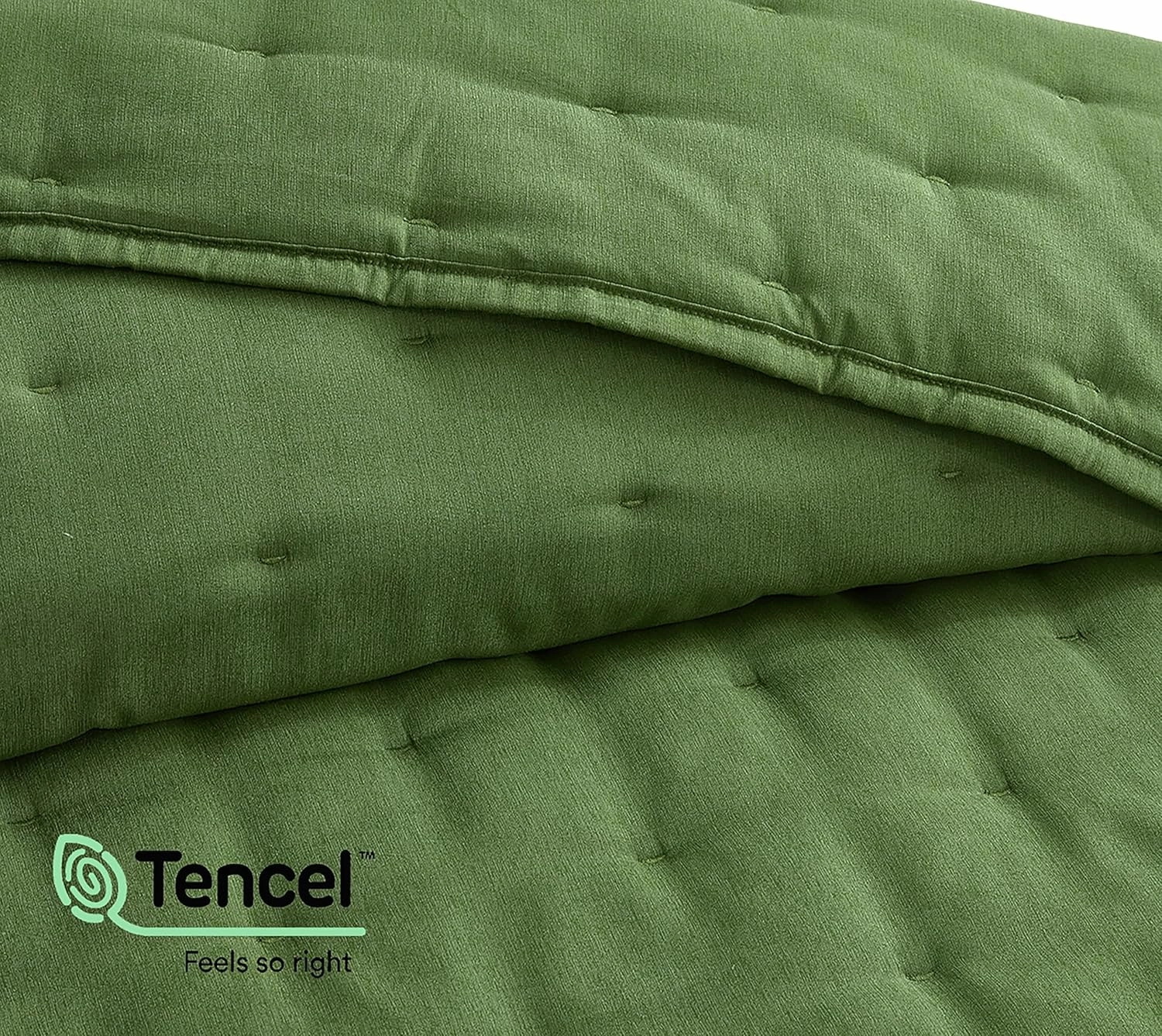 Chezmoi Collection Tencel Modal Blend Quilt Set Queen Size, Forest Green - Lightweight Soft Bedspread Crescent Stitched Quilt for All Seasons