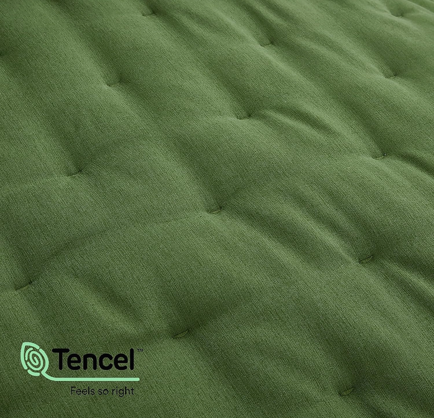 Chezmoi Collection Tencel Modal Blend Quilt Set Queen Size, Forest Green - Lightweight Soft Bedspread Crescent Stitched Quilt for All Seasons