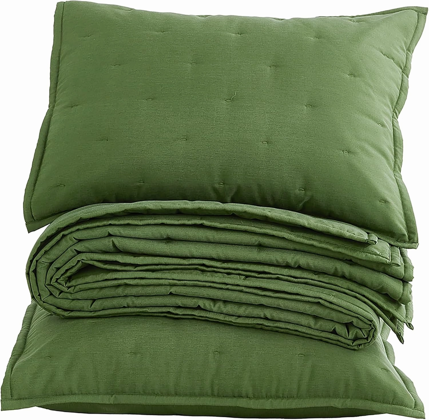 Chezmoi Collection Tencel Modal Blend Quilt Set Queen Size, Forest Green - Lightweight Soft Bedspread Crescent Stitched Quilt for All Seasons