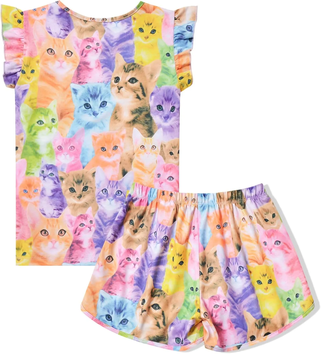 CHILDRENSTAR Matching Girls&Doll Pajama Sets Summer Pjs Flutter Sleeve Sleepwear